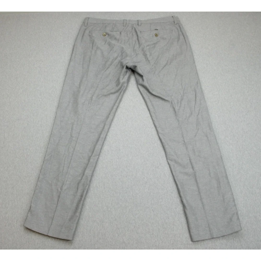 Ted Baker Pants Mens 36R Gray Stretch Flat Front Straight Dress